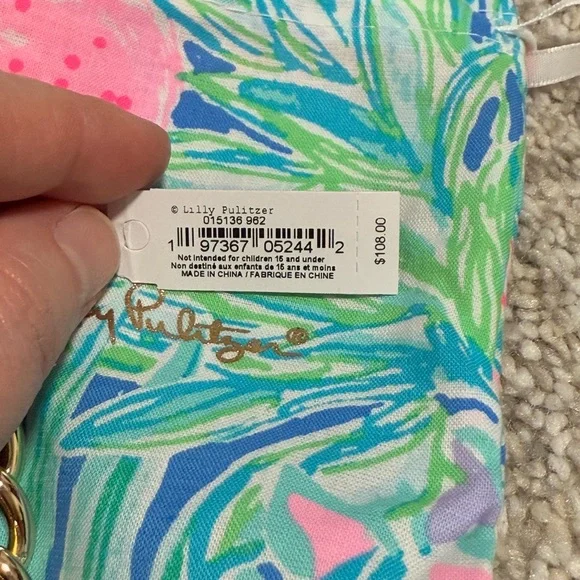 NWT Lilly Pulitzer Pink Palms Necklace in Gold Metallic - Picture 9 of 10